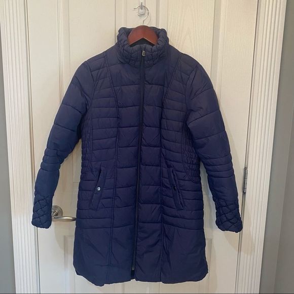 Cleo Women’s winter quilted puffer jacket mid length blue size medium - Picture 2 of 12